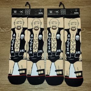 2 Pairs - NWT New Odd Sox Steve Austin 3:16 WWE Wrestling Socks Mens 6-13 New